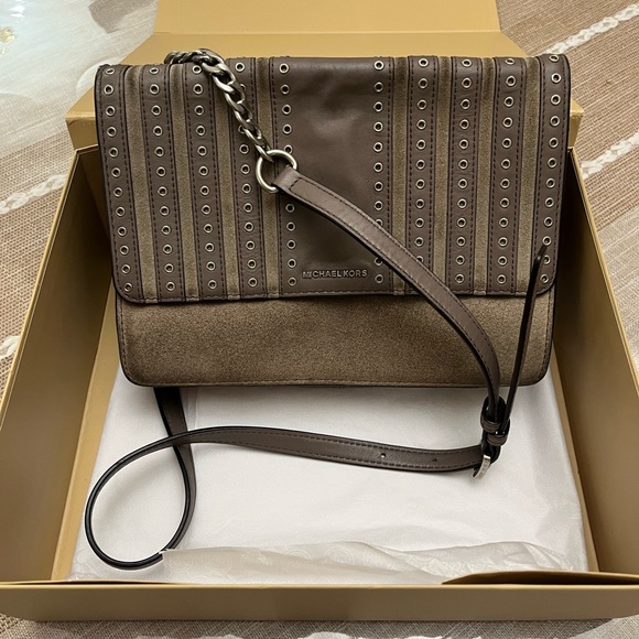 Michael Kors Taupe and Brown Crossbody Bag - Picture 1 of 12